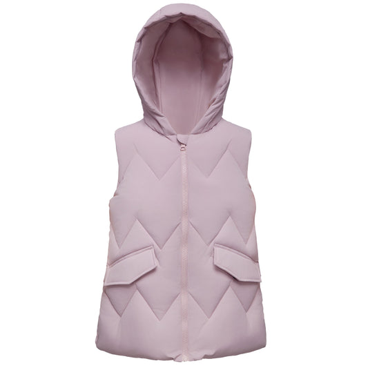 Girls Hooded Puffer Vest Water Resistant Warm Quilted Outerwear - Pink Coats & Jackets XS Rokka&Rolla