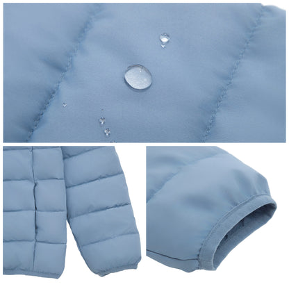 Girls' Lightweight  Water-Resistant  Winter Coat Puffer Jacket - Blue Fog Coats & Jackets Rokka&Rolla