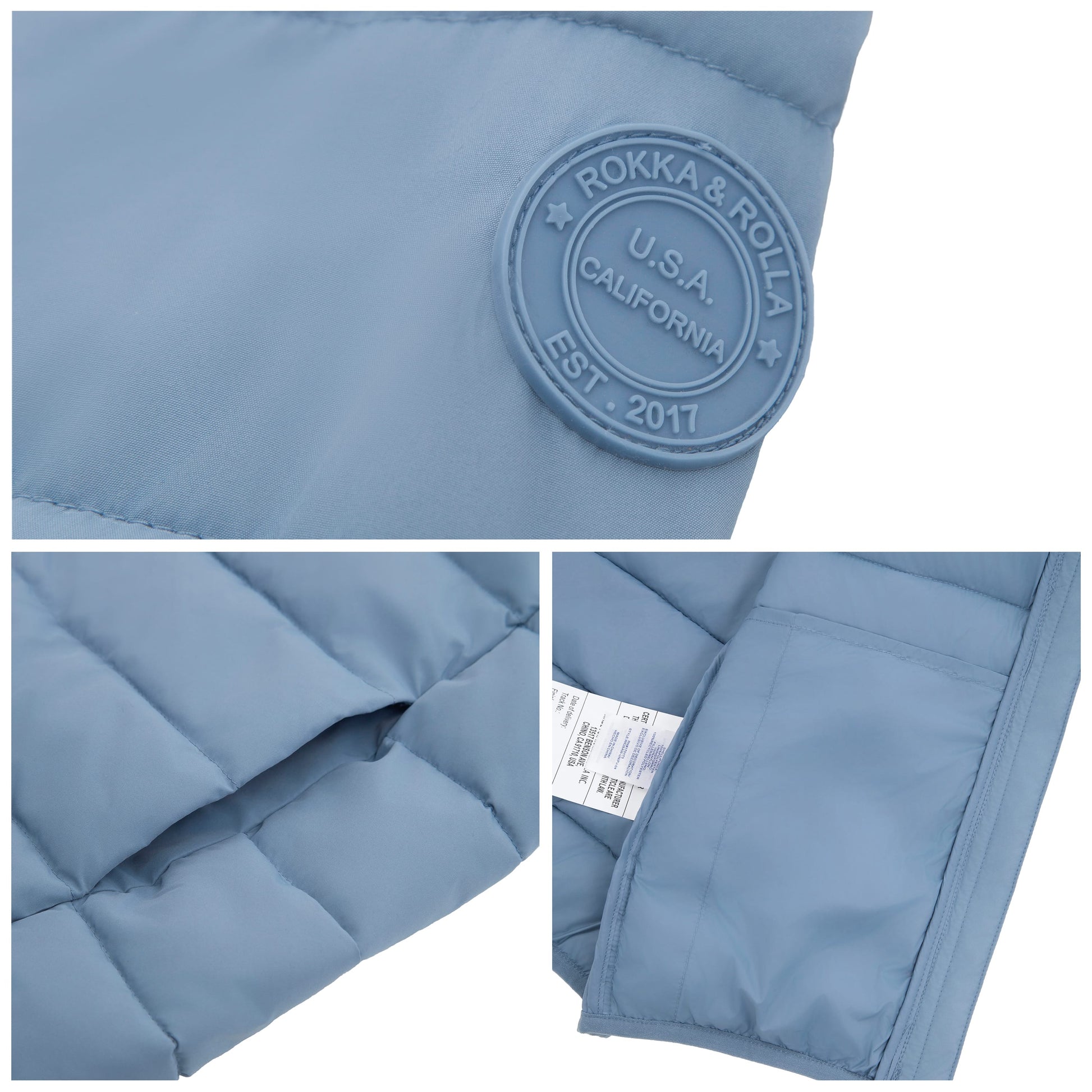 Girls' Lightweight  Water-Resistant  Winter Coat Puffer Jacket - Blue Fog Coats & Jackets Rokka&Rolla