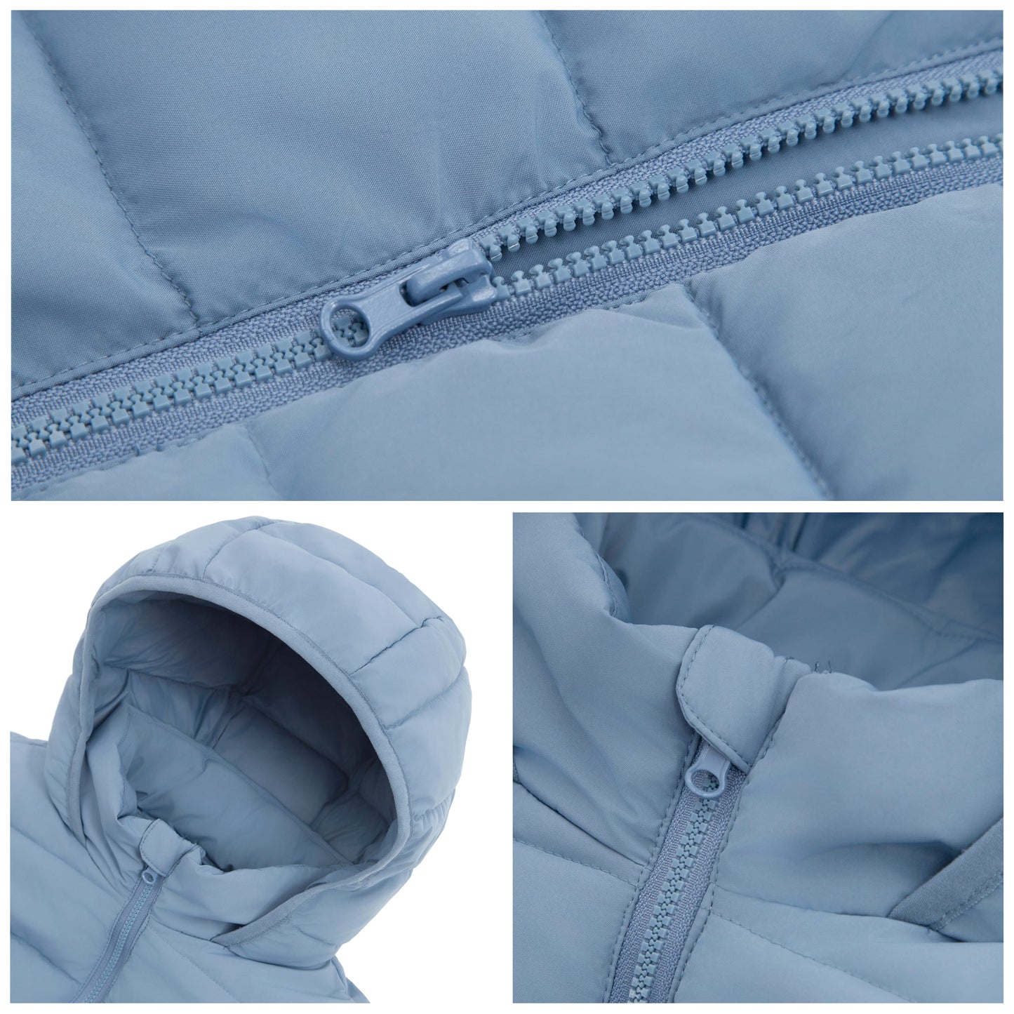 Girls' Lightweight  Water-Resistant  Winter Coat Puffer Jacket - Blue Fog Coats & Jackets Rokka&Rolla