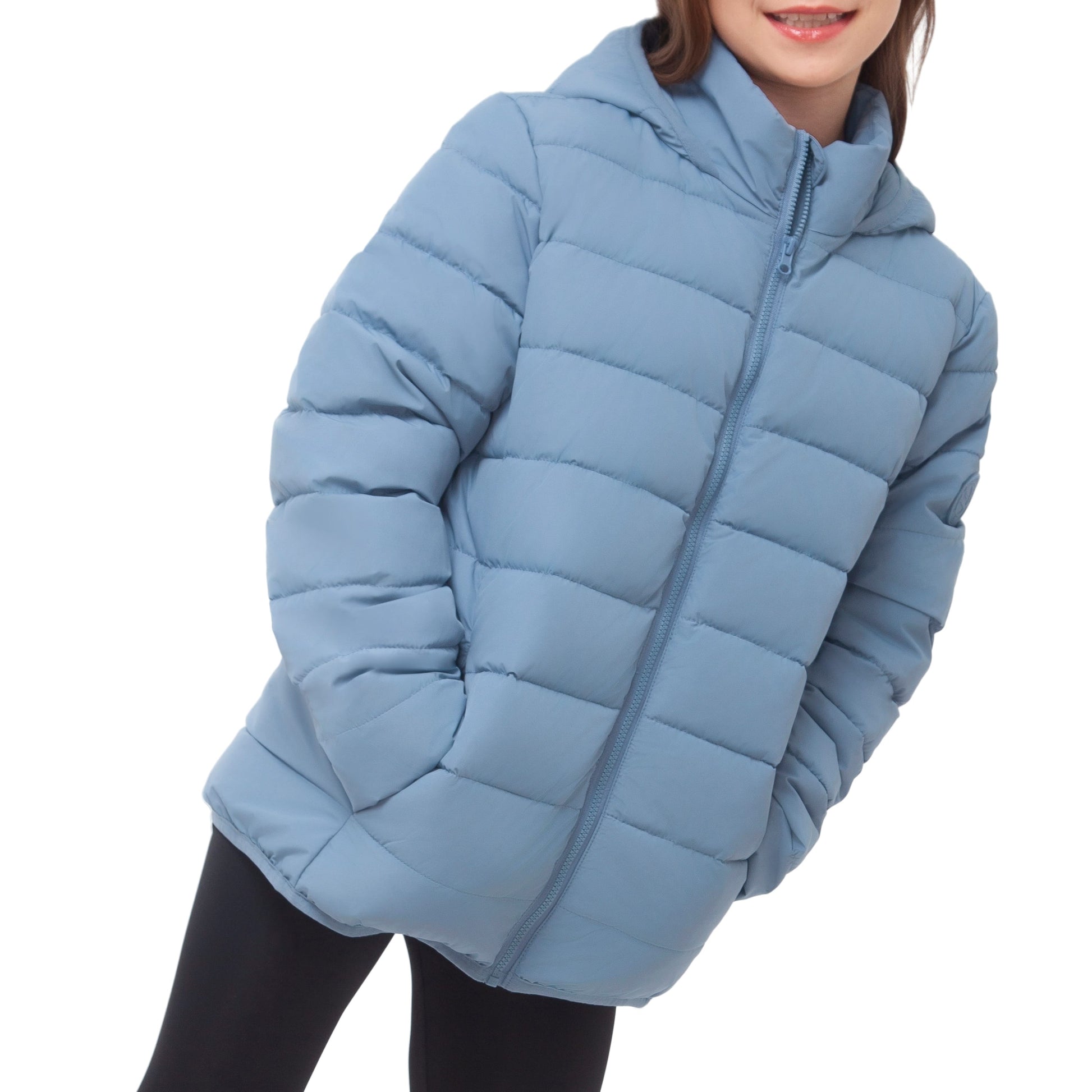 Girls' Lightweight  Water-Resistant  Winter Coat Puffer Jacket - Blue Fog Coats & Jackets Rokka&Rolla