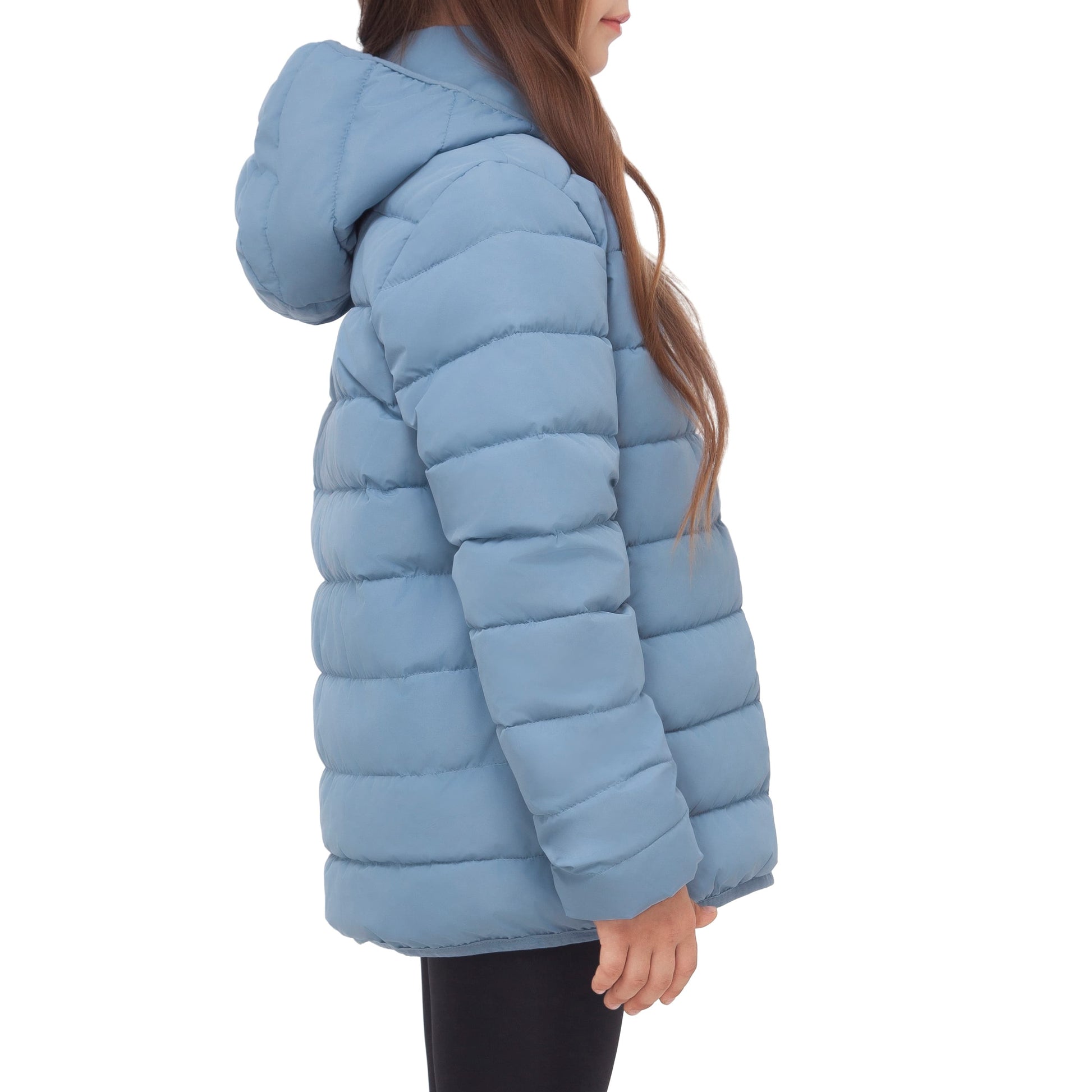 Girls' Lightweight  Water-Resistant  Winter Coat Puffer Jacket - Blue Fog Coats & Jackets Rokka&Rolla