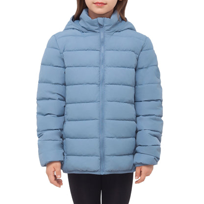 Girls' Lightweight  Water-Resistant  Winter Coat Puffer Jacket - Blue Fog Coats & Jackets Rokka&Rolla