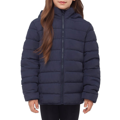 Girls' Lightweight Water-Resistant  Winter Coat Puffer Jacket - Navy Coats & Jackets Rokka&Rolla