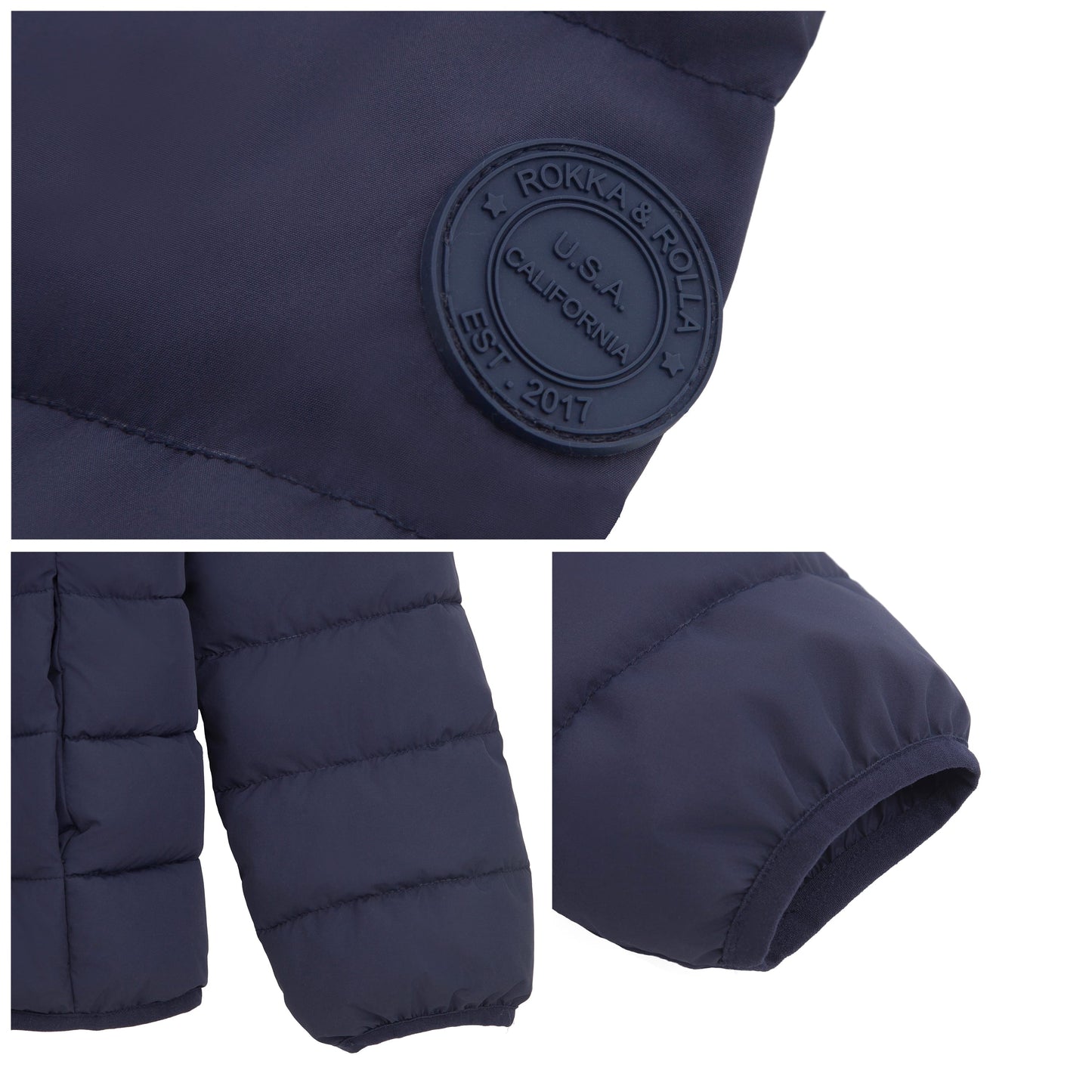 Girls' Lightweight Water-Resistant  Winter Coat Puffer Jacket - Navy Coats & Jackets Rokka&Rolla