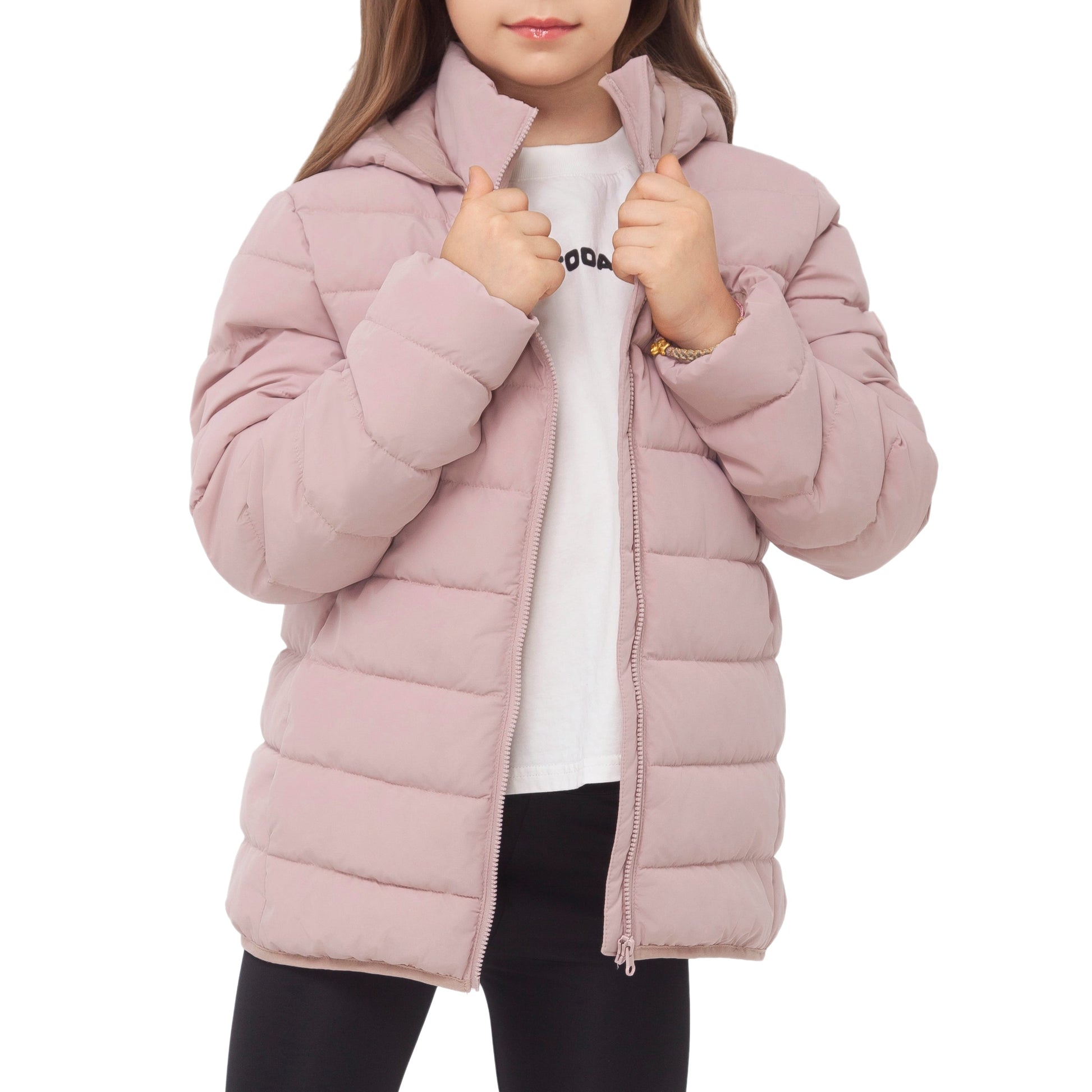 Girls' Lightweight Water-Resistant  Winter Coat Puffer Jacket - Pink Coats & Jackets Rokka&Rolla