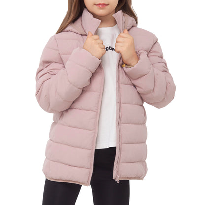 Girls' Lightweight Water-Resistant  Winter Coat Puffer Jacket - Pink Coats & Jackets Rokka&Rolla