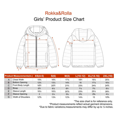 Girls' Lightweight Water-Resistant  Winter Coat Puffer Jacket - Pink Coats & Jackets Rokka&Rolla