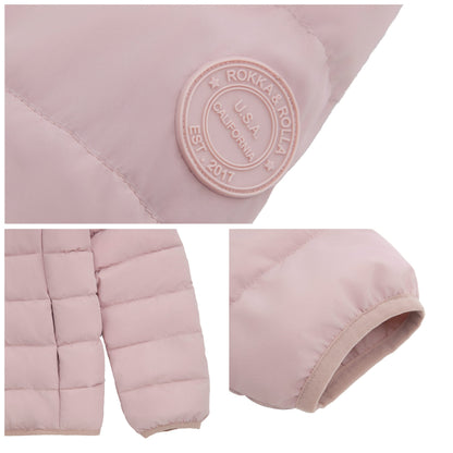 Girls' Lightweight Water-Resistant  Winter Coat Puffer Jacket - Pink Coats & Jackets Rokka&Rolla
