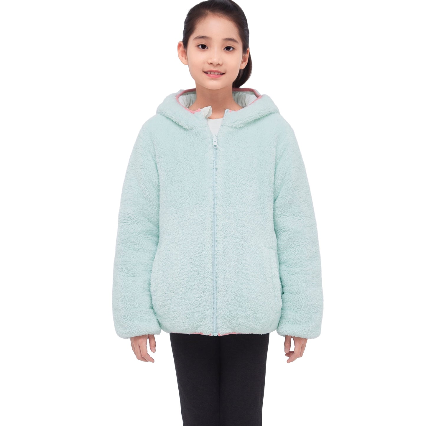 Girls Reversible Puffer Jacket with Gradient Print Solid Color Quilted Outerwear - Cotton Candy Ombre Coats & Jackets Rokka&Rolla