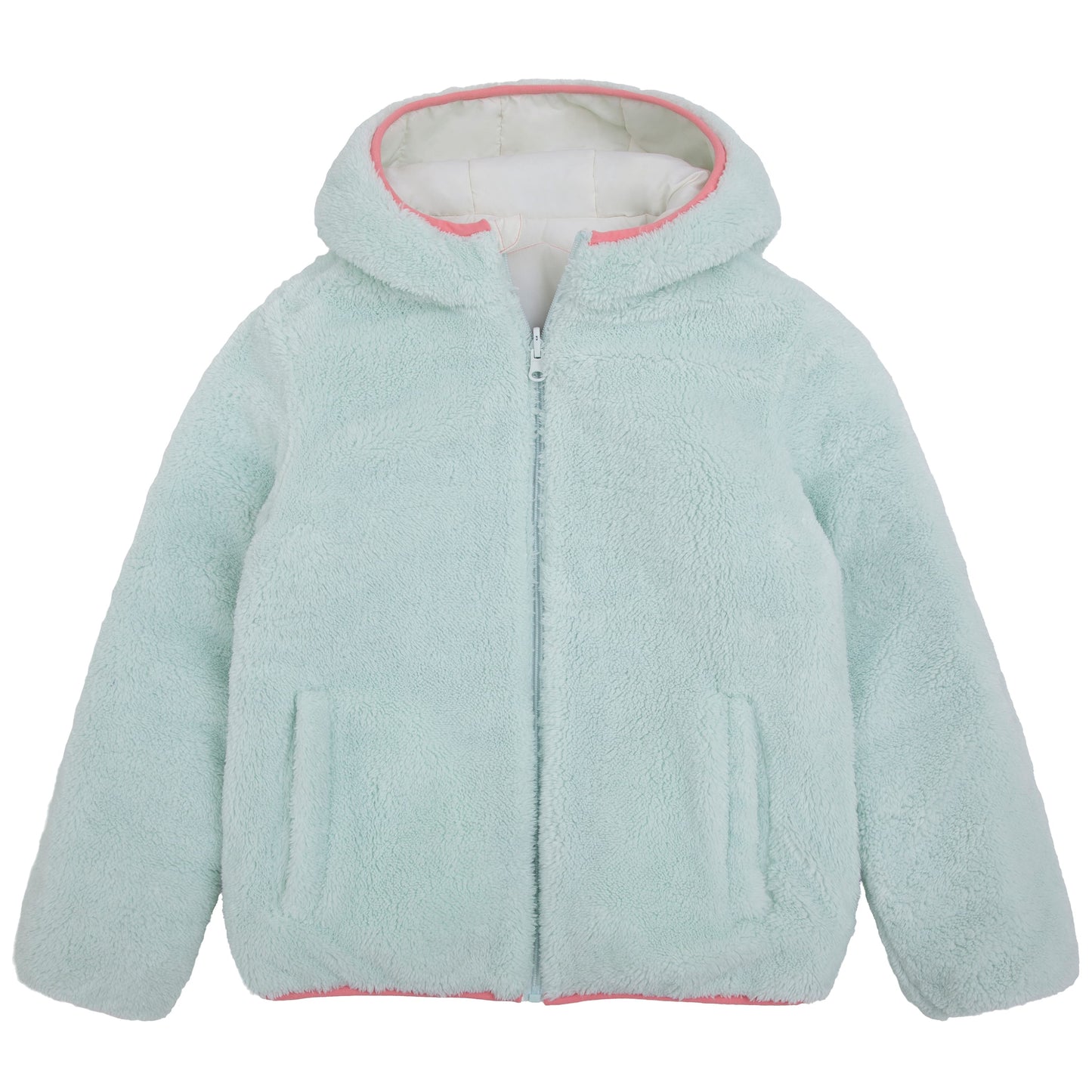 Girls Reversible Puffer Jacket with Gradient Print Solid Color Quilted Outerwear - Cotton Candy Ombre Coats & Jackets Rokka&Rolla