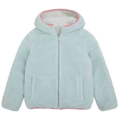 Girls Reversible Puffer Jacket with Gradient Print Solid Color Quilted Outerwear - Cotton Candy Ombre Coats & Jackets Rokka&Rolla