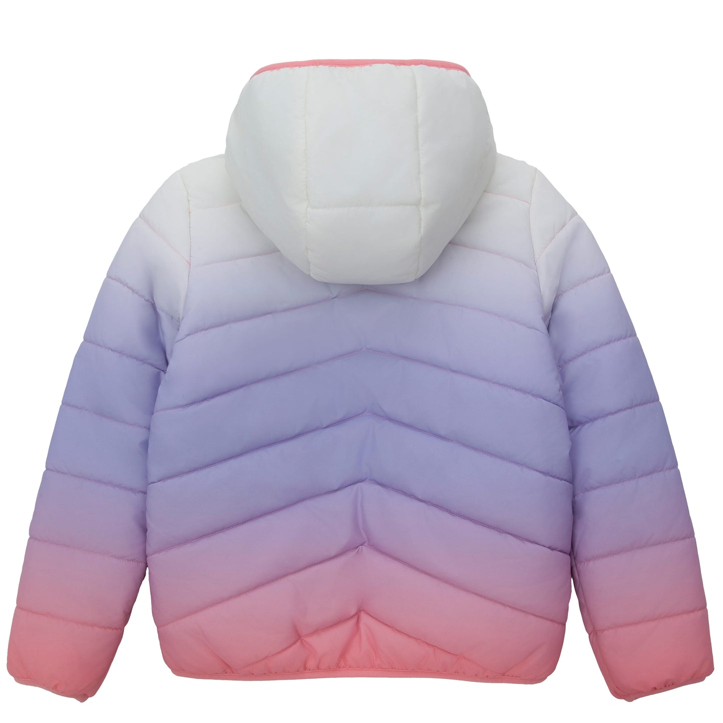 Girls Reversible Puffer Jacket with Gradient Print Solid Color Quilted Outerwear - Cotton Candy Ombre Coats & Jackets Rokka&Rolla