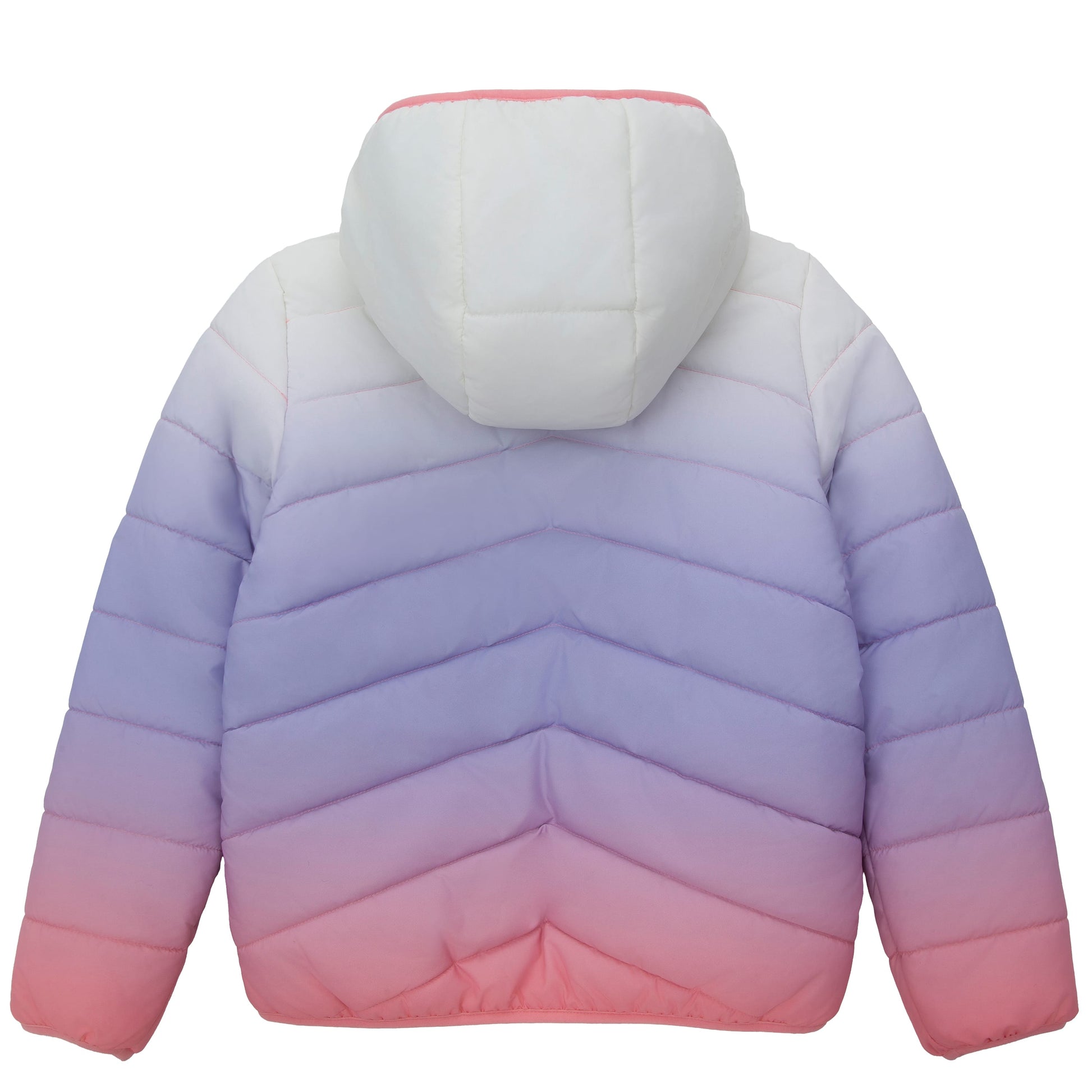 Girls Reversible Puffer Jacket with Gradient Print Solid Color Quilted Outerwear - Cotton Candy Ombre Coats & Jackets Rokka&Rolla