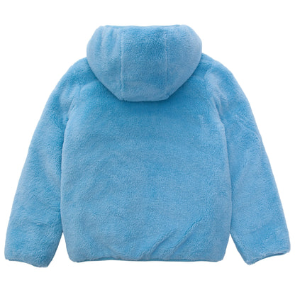 Girls Reversible Puffer Jacket with Gradient Print Solid Color Quilted Outerwear - Icy Blue Gradient Coats & Jackets Rokka&Rolla