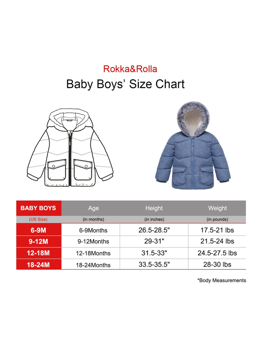 Infant Boys' Sherpa Lined Mini Fur Trim Hooded Puffer Jacket Baby & Toddler Outerwear Rokka & Rolla
