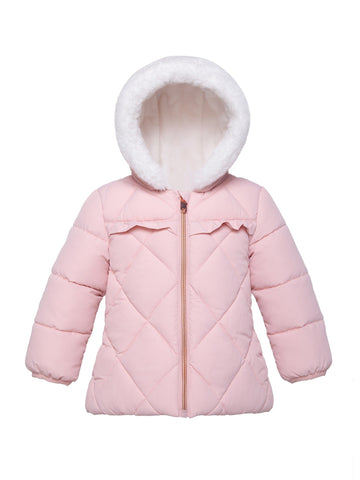 Infant Girls' Soft Mini Fur Lining Hooded Puffer Jacket Baby & Toddler Outerwear 6-9M / Snow Pink Rokka & Rolla