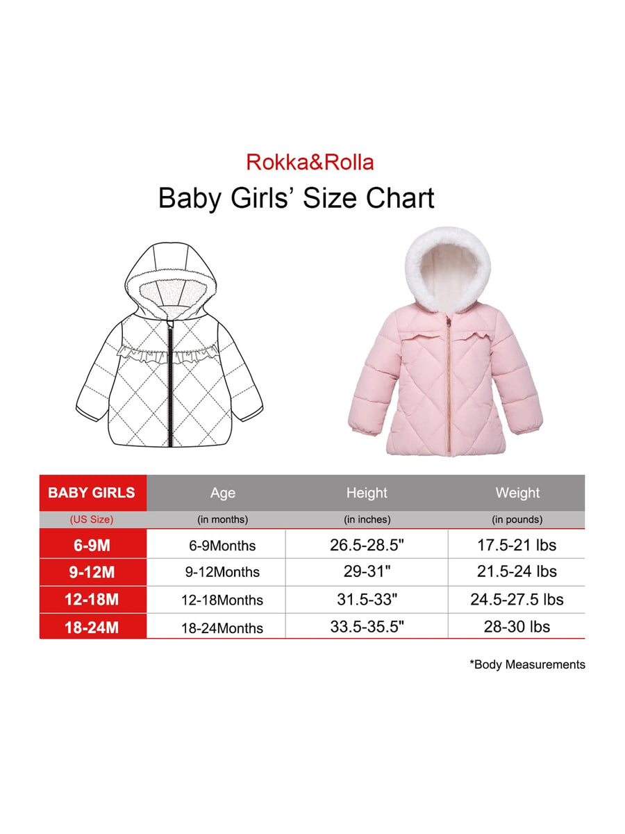 Infant Girls' Soft Mini Fur Lining Hooded Puffer Jacket Baby & Toddler Outerwear Rokka & Rolla
