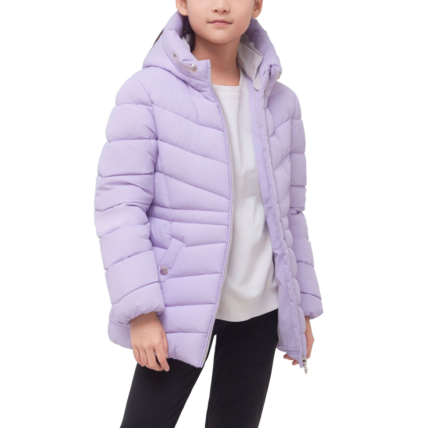 Girls' Jacket Lightweight Long Puffer Jacket