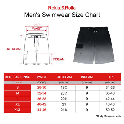 Men's 4-Way Stretch Board Shorts 9" Quick Dry Beach Swimwear Swimwear Rokka & Rolla