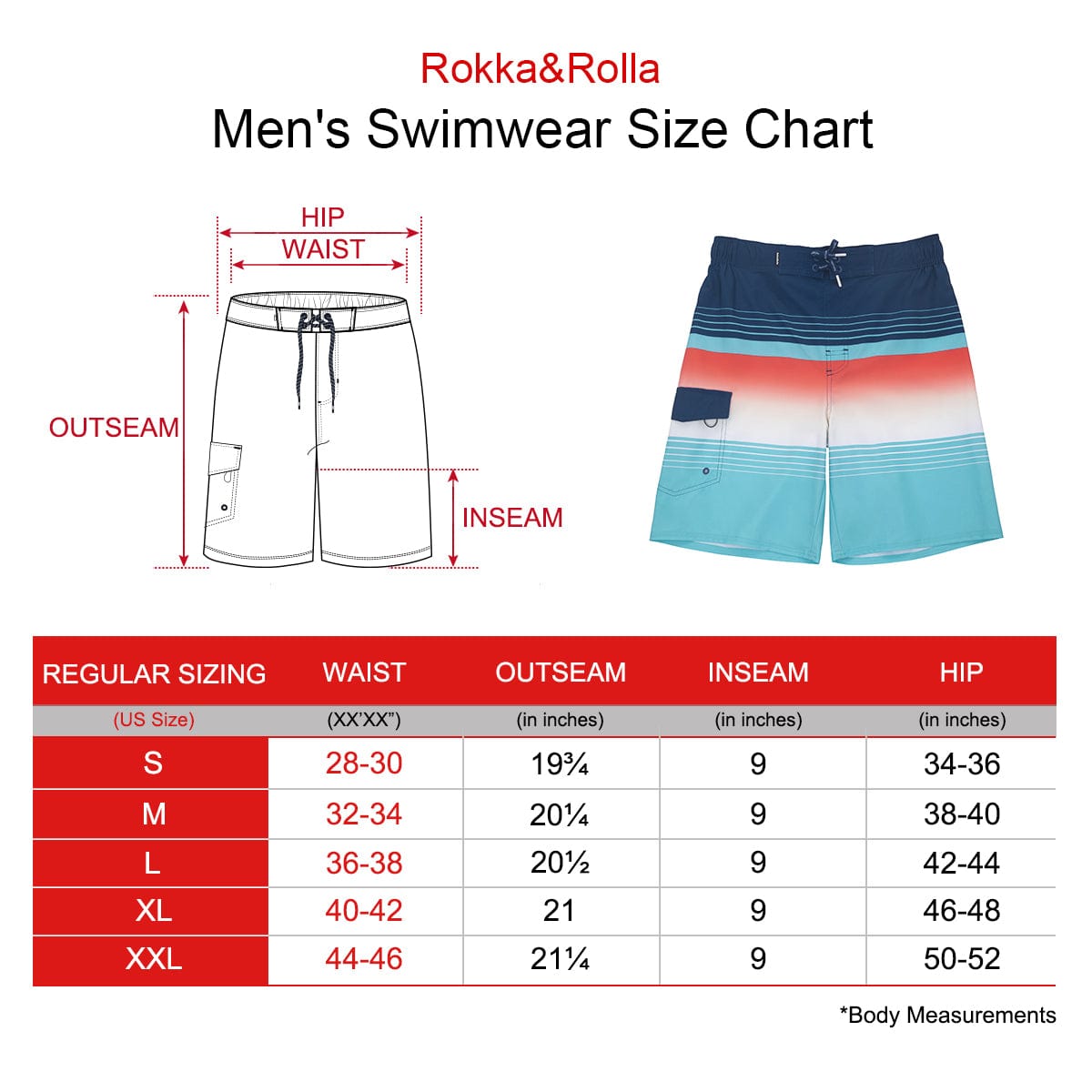 Men's 4-Way Stretch Board Shorts 9" Quick Dry Beach Swimwear Swimwear Rokka & Rolla