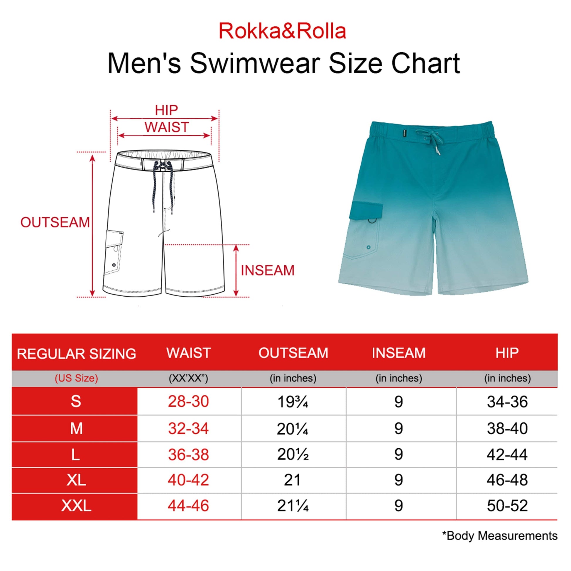 Men's 4-Way Stretch Board Shorts 9" Quick Dry Beach Swimwear Swimwear Rokka & Rolla