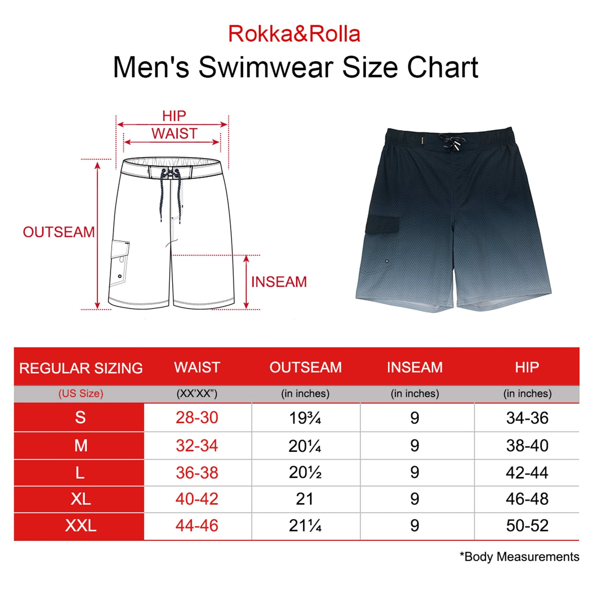 Men's 4-Way Stretch Board Shorts 9" Quick Dry Beach Swimwear Swimwear Rokka & Rolla