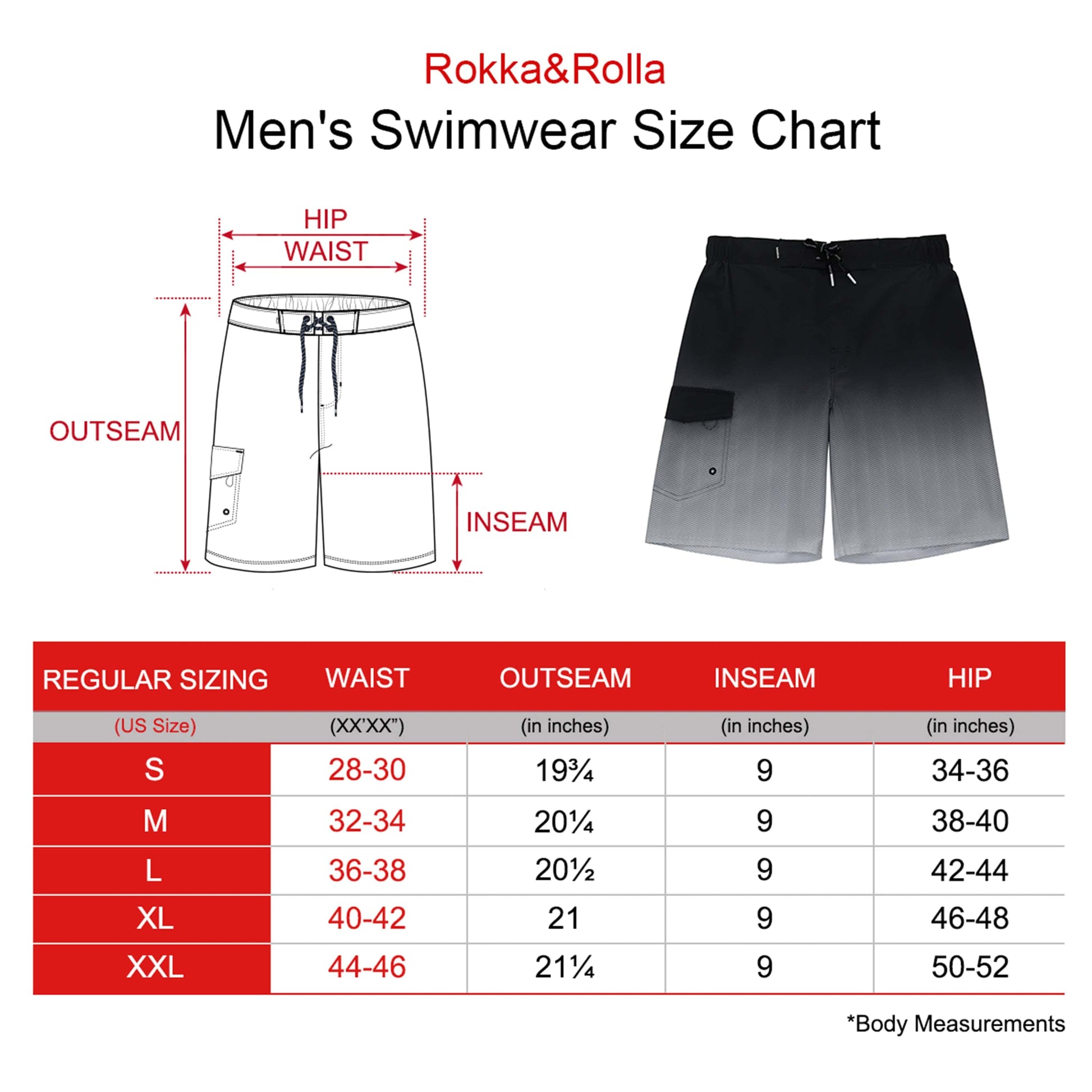 Men's 4-Way Stretch Board Shorts 9" Quick Dry Beach Swimwear Swimwear Rokka & Rolla