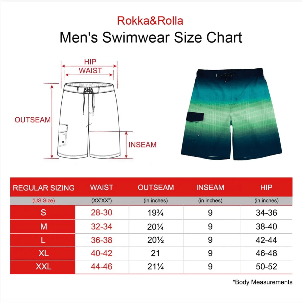 Men's 4-Way Stretch Board Shorts 9" Quick Dry Beach Swimwear Swimwear Rokka & Rolla