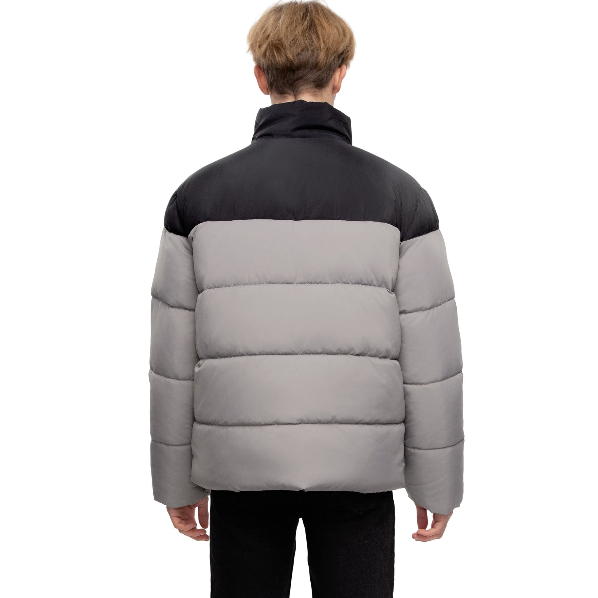 Men's Essential Puffer Jacket Water Resistant Insulated Winter Coat Stand Collar - Gray Coats & Jackets Rokka&Rolla