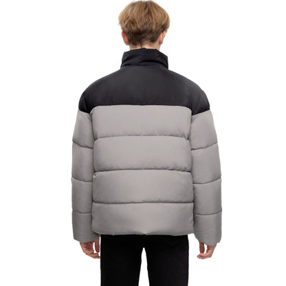 Men's Essential Puffer Jacket Water Resistant Insulated Winter Coat Stand Collar - Gray Coats & Jackets Rokka&Rolla