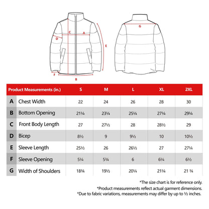 Men's Essential Puffer Jacket Water Resistant Insulated Winter Coat Stand Collar - Gray Coats & Jackets Rokka&Rolla
