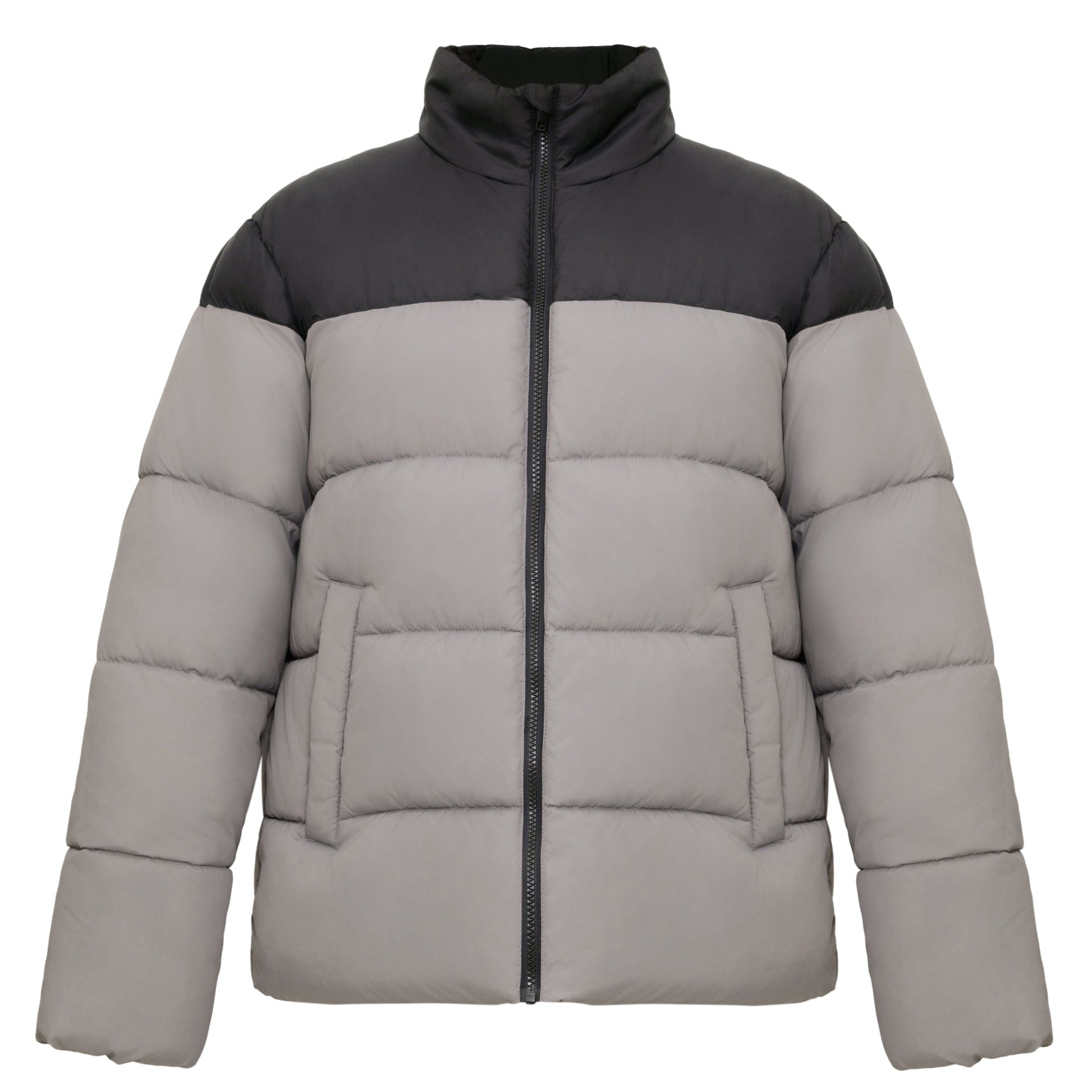 Men's Essential Puffer Jacket Water Resistant Insulated Winter Coat Stand Collar - Gray Coats & Jackets S Rokka&Rolla