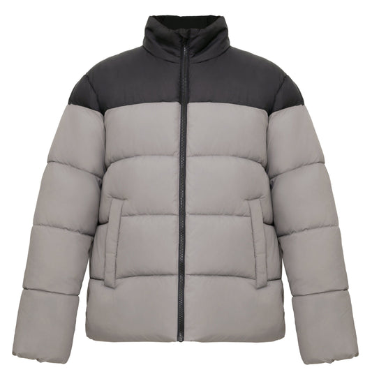 Men's Essential Puffer Jacket Water Resistant Insulated Winter Coat Stand Collar - Gray Coats & Jackets S Rokka&Rolla