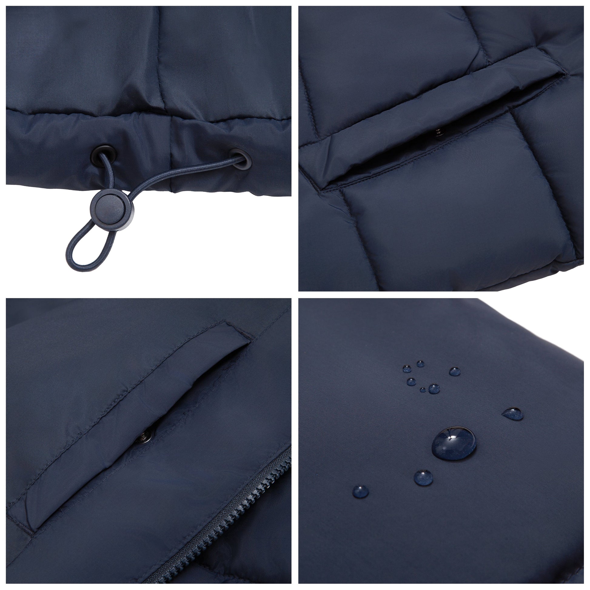Men's Essential Puffer Jacket Water Resistant Insulated Winter Coat Stand Collar - Navy Coats & Jackets Rokka&Rolla