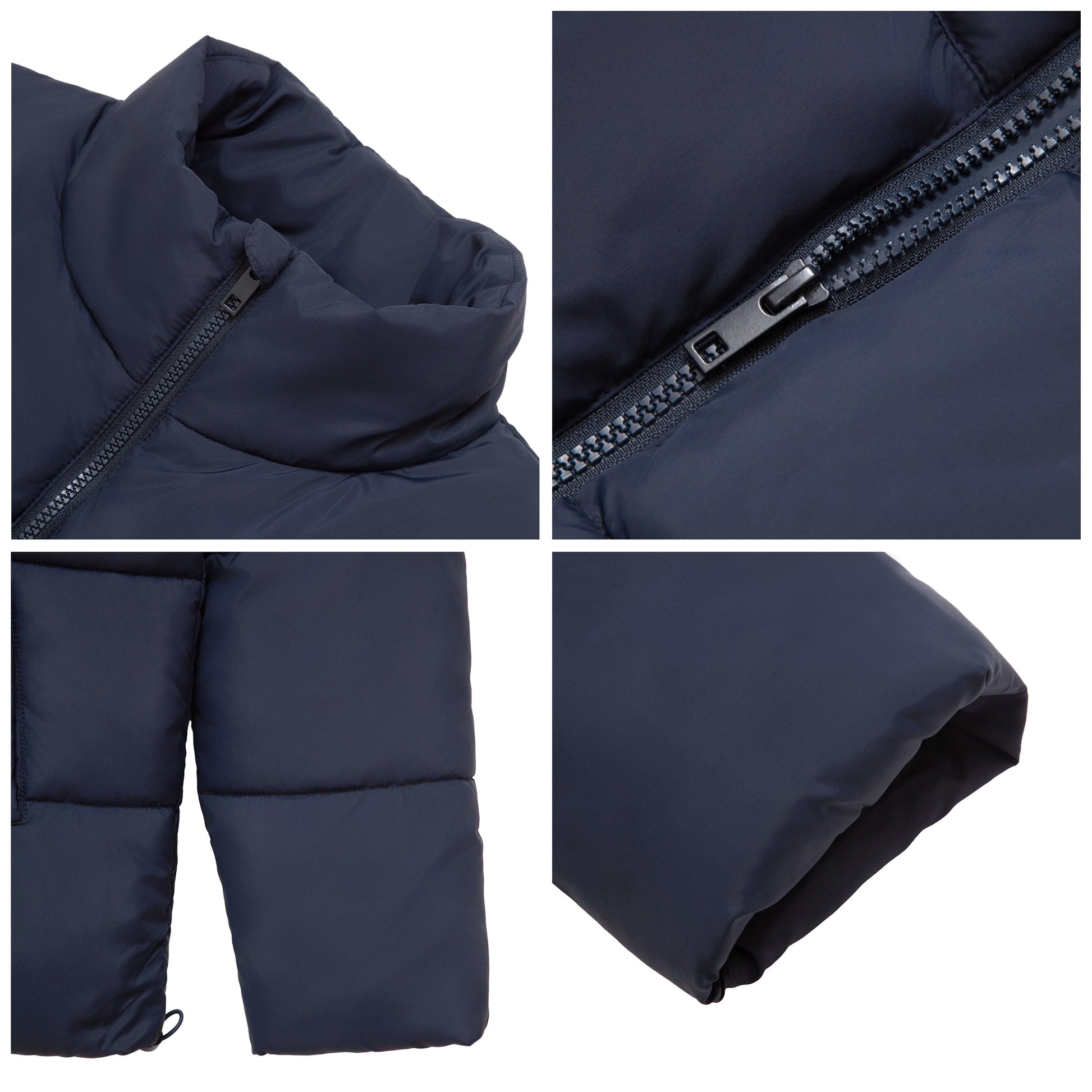 Men's Essential Puffer Jacket Water Resistant Insulated Winter Coat Stand Collar - Navy Coats & Jackets Rokka&Rolla