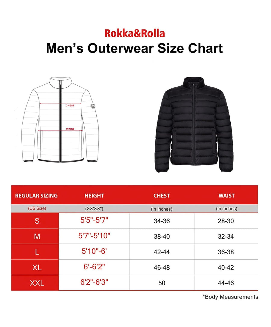 Men's Lightweight Packable Puffer Jacket Winter Coat Coats & Jackets Rokka & Rolla