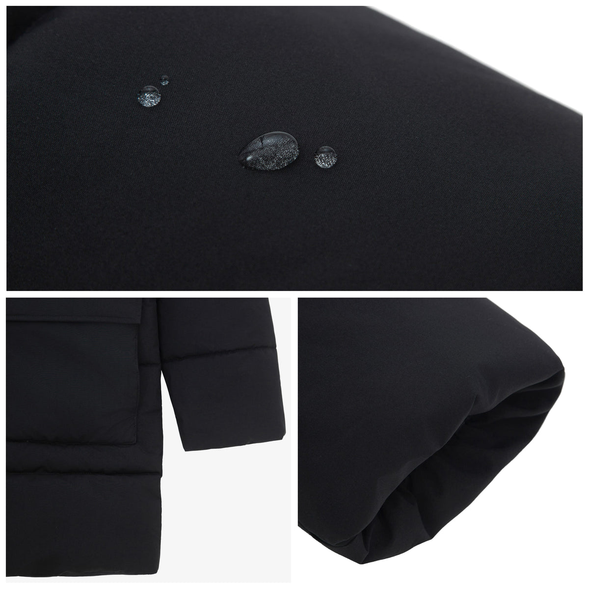Men's Puffer Jacket Water-Resistant Fleece-Lined Winter Coat - Black Coats & Jackets Rokka&Rolla