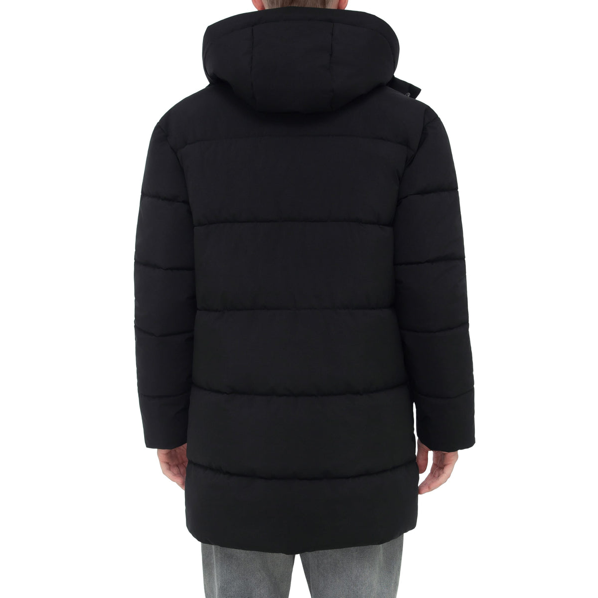 Men's Puffer Jacket Water-Resistant Fleece-Lined Winter Coat - Black Coats & Jackets Rokka&Rolla