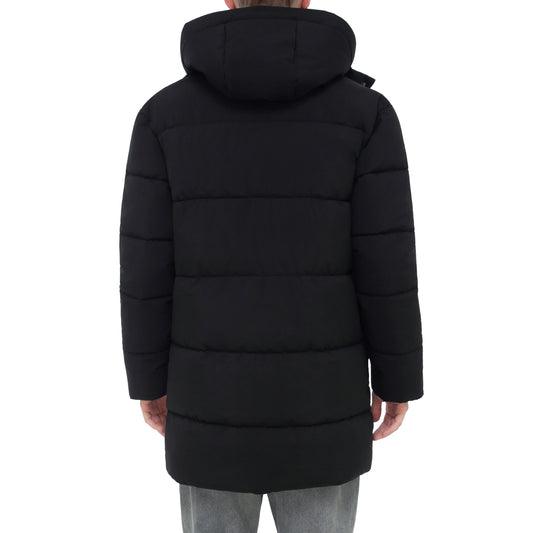 Men's Puffer Jacket Water-Resistant Fleece-Lined Winter Coat - Black Coats & Jackets Rokka&Rolla