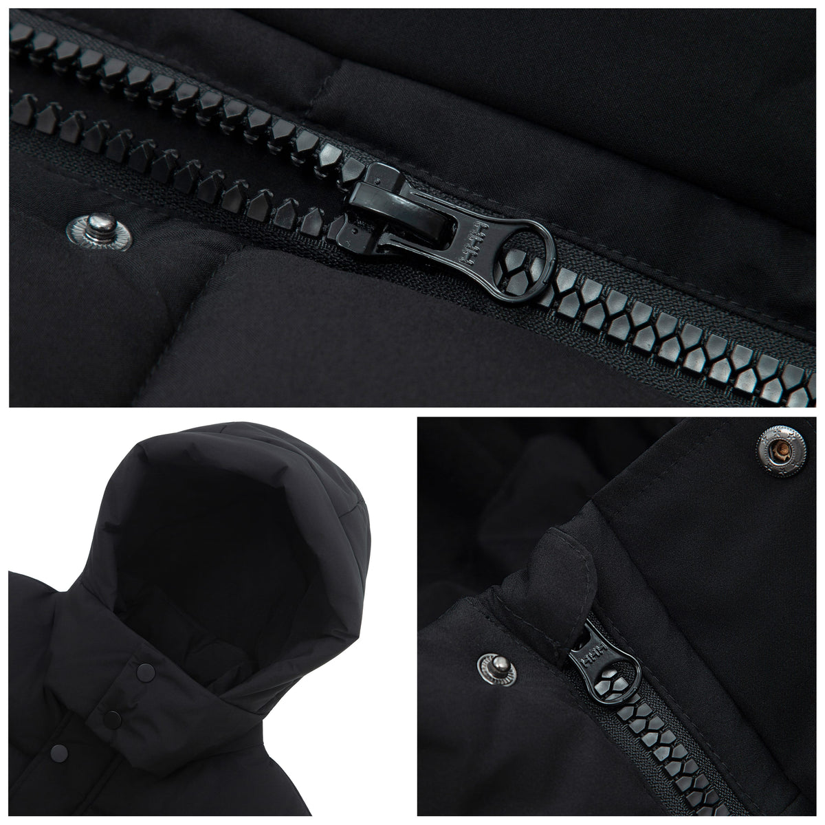 Men's Puffer Jacket Water-Resistant Fleece-Lined Winter Coat - Black Coats & Jackets Rokka&Rolla