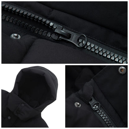 Men's Puffer Jacket Water-Resistant Fleece-Lined Winter Coat - Black Coats & Jackets Rokka&Rolla
