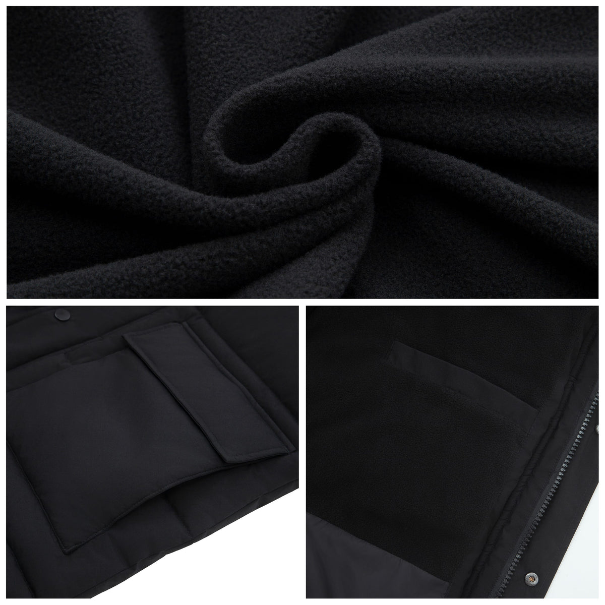 Men's Puffer Jacket Water-Resistant Fleece-Lined Winter Coat - Black Coats & Jackets Rokka&Rolla