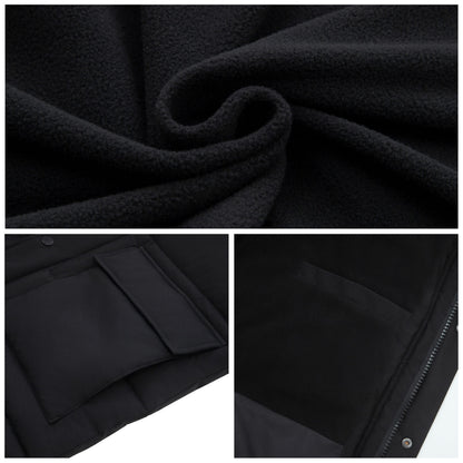 Men's Puffer Jacket Water-Resistant Fleece-Lined Winter Coat - Black Coats & Jackets Rokka&Rolla
