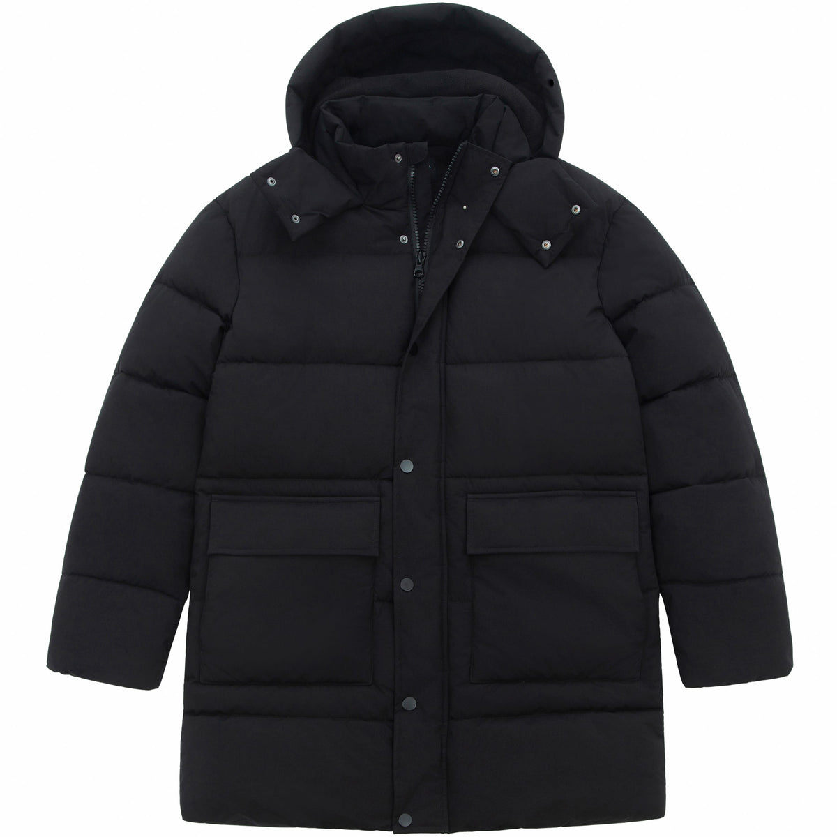 Men's Puffer Jacket Water-Resistant Fleece-Lined Winter Coat - Black Coats & Jackets Rokka&Rolla