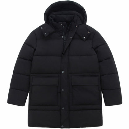 Men's Puffer Jacket Water-Resistant Fleece-Lined Winter Coat - Black Coats & Jackets Rokka&Rolla