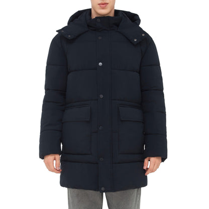 Men's Puffer Jacket Water-Resistant Fleece-Lined Winter Coat - Navy Coats & Jackets Rokka&Rolla