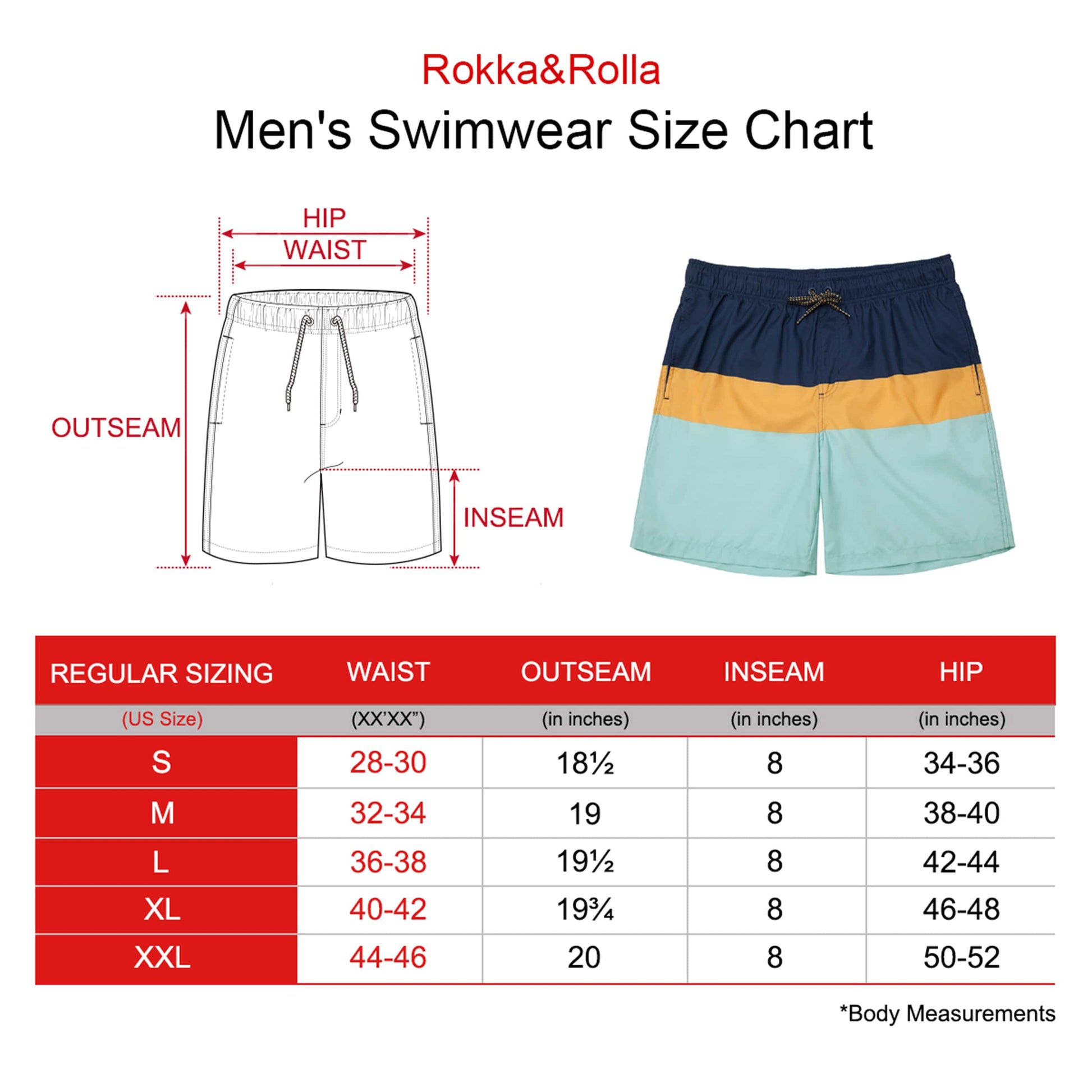 Men's Quick Dry Mesh Lined Swim Trunks Swimwear Rokka & Rolla