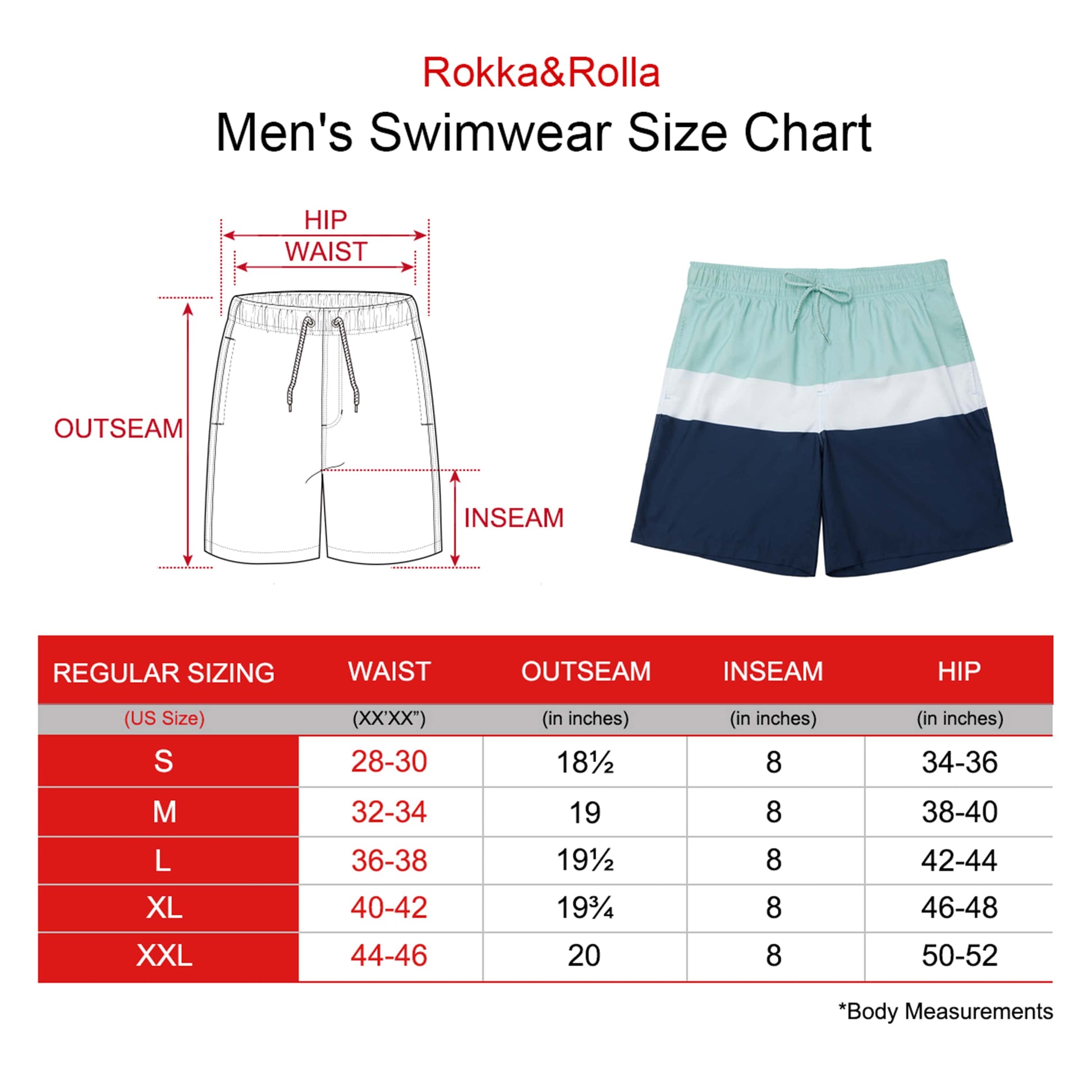 Men's Quick Dry Mesh Lined Swim Trunks Swimwear Rokka & Rolla
