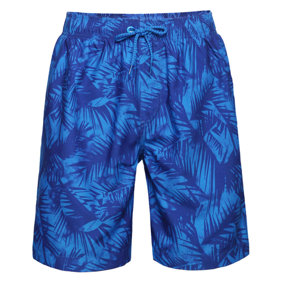 Men's Quick Dry Mesh Lined Swim Trunks Swimwear S / Blue Leaves Rokka & Rolla